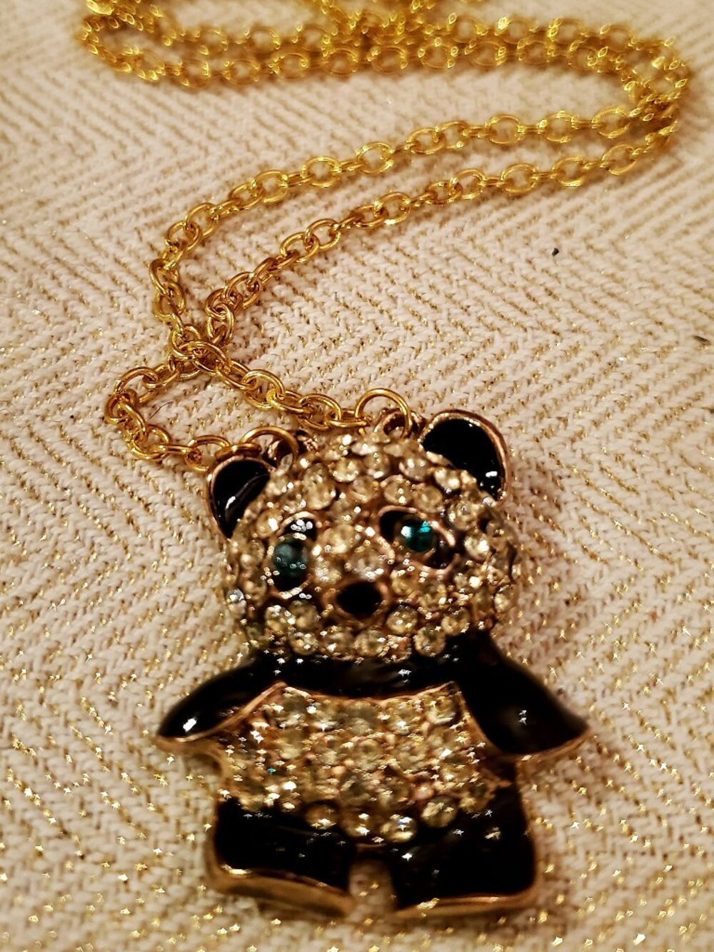 Wildly Cute, Beautifully Sparkling, Betsey Johnson Baby Bear Gold Necklace